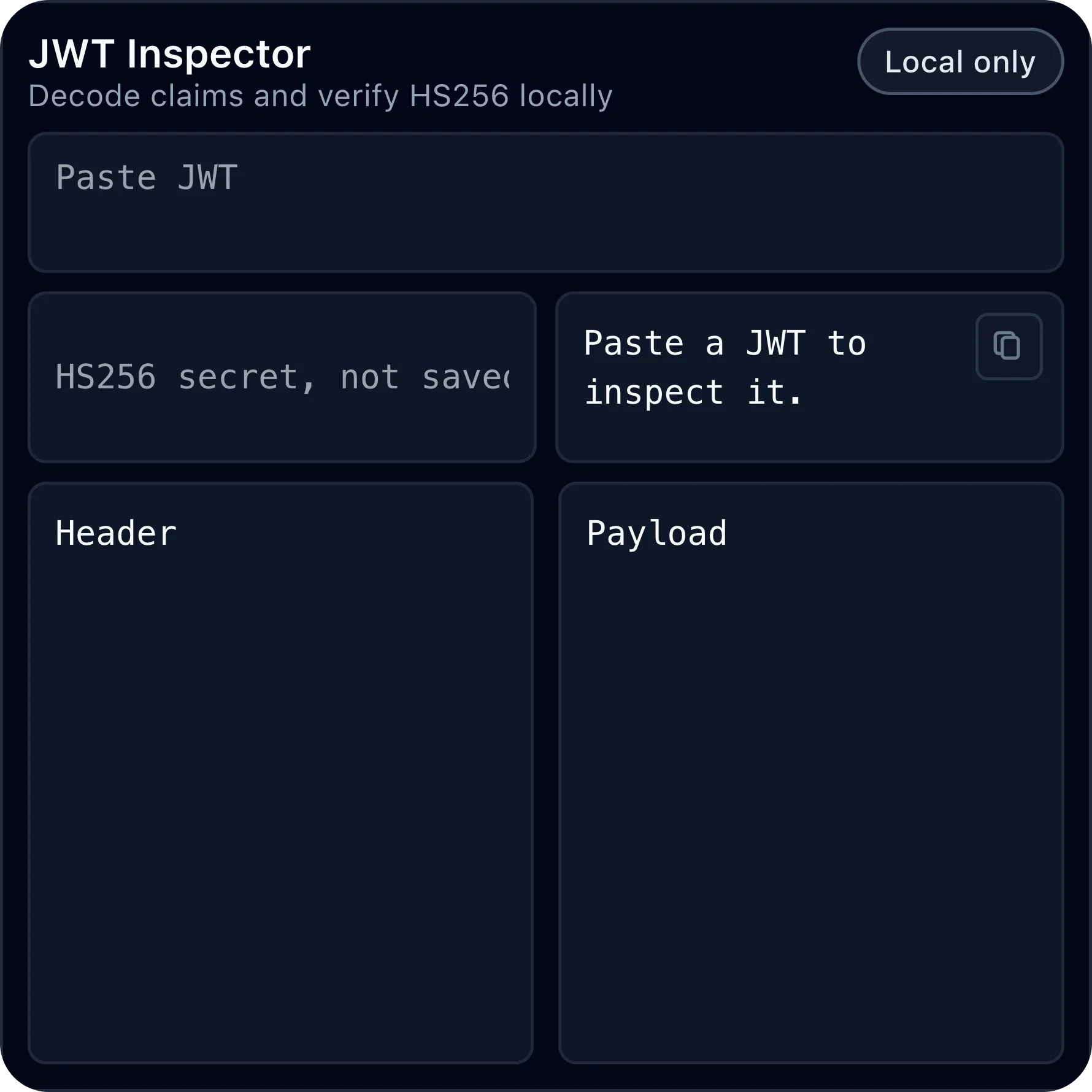 Kepo JWT Inspector widget preview