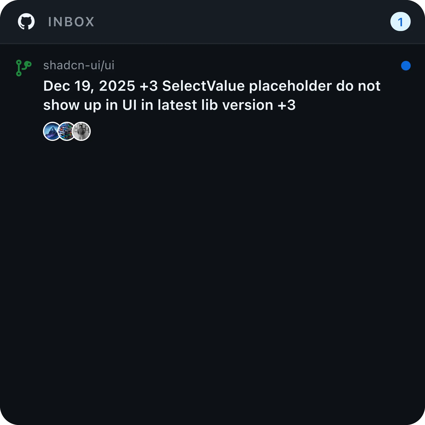 Kepo GitHub Notifications Inbox widget preview