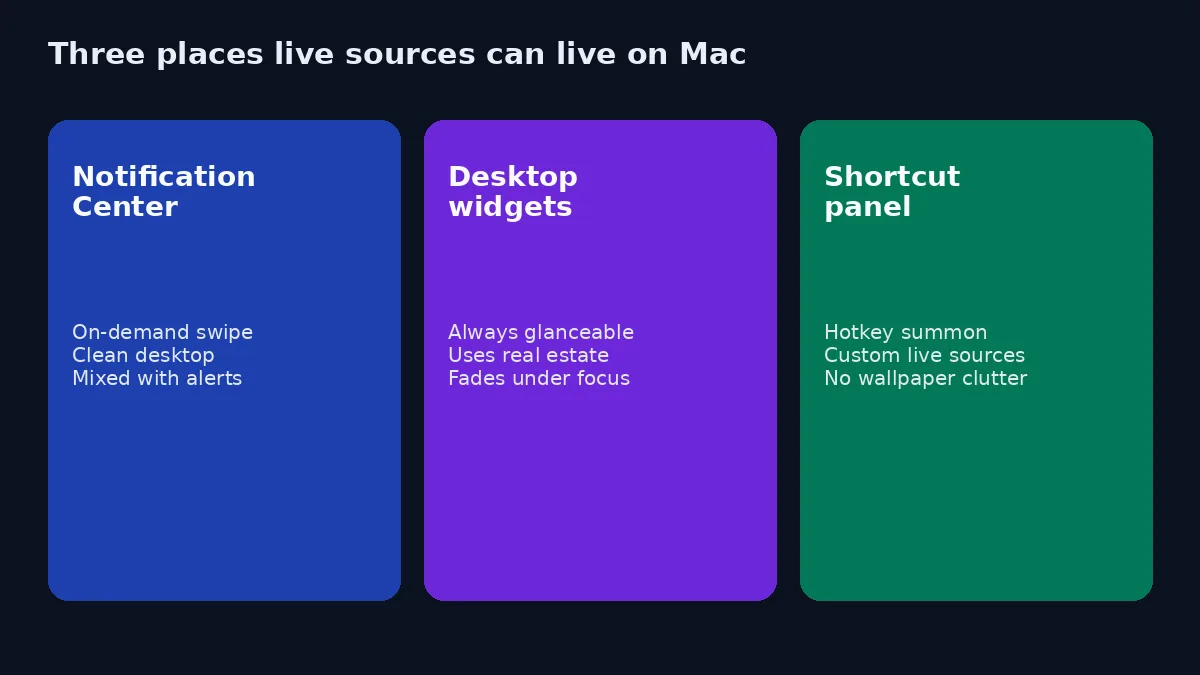 Three Mac surfaces for live information