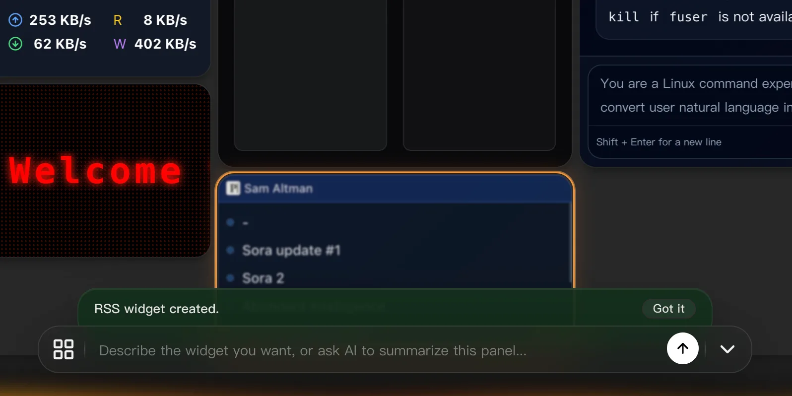 generated custom widget preview in Kepo