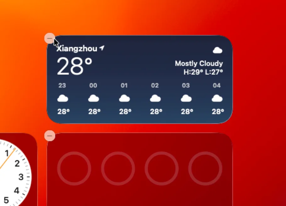 macOS desktop widget remove button