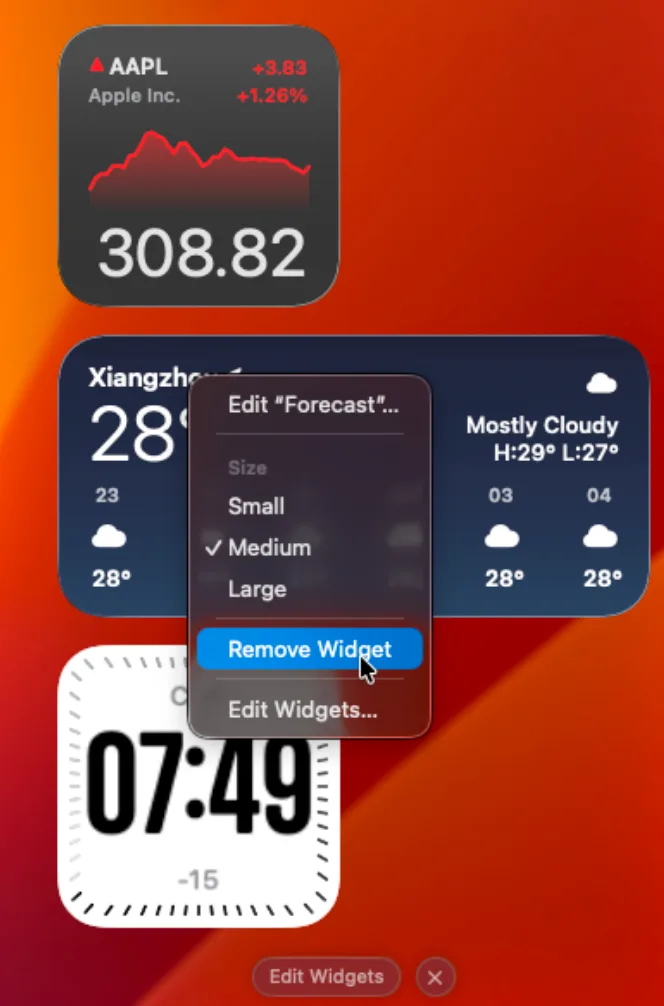 Notification Center widget removal on Mac
