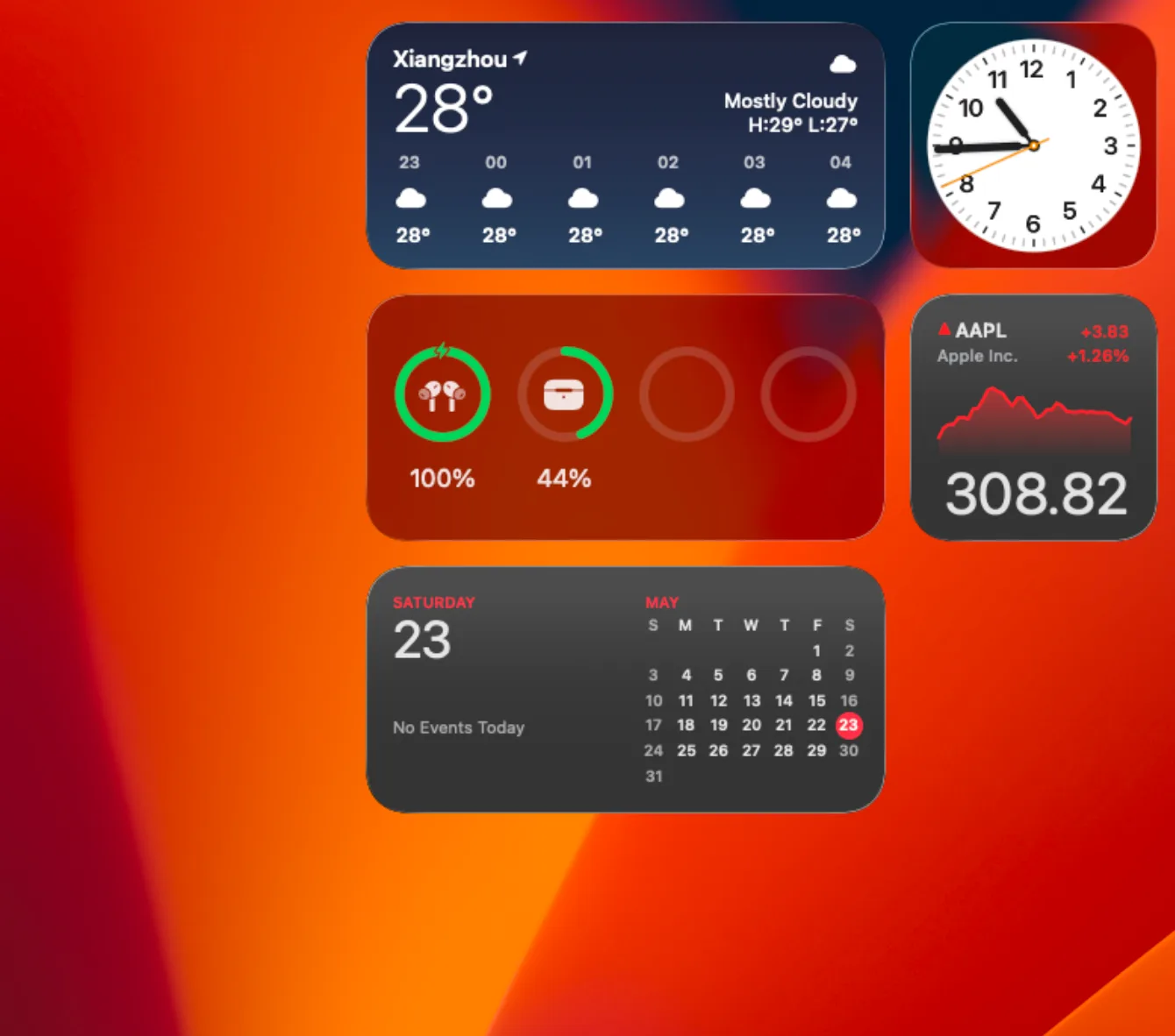 Mac desktop with widgets visible