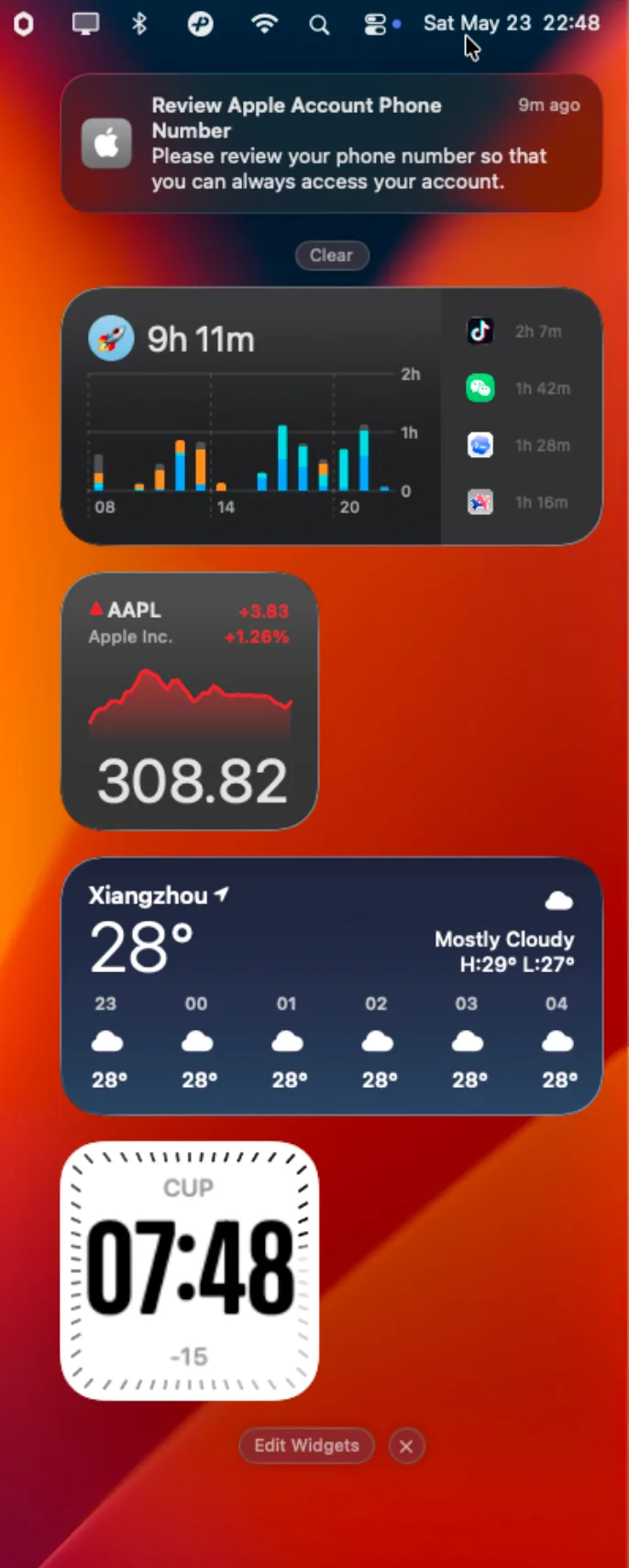 Notification Center widgets on Mac